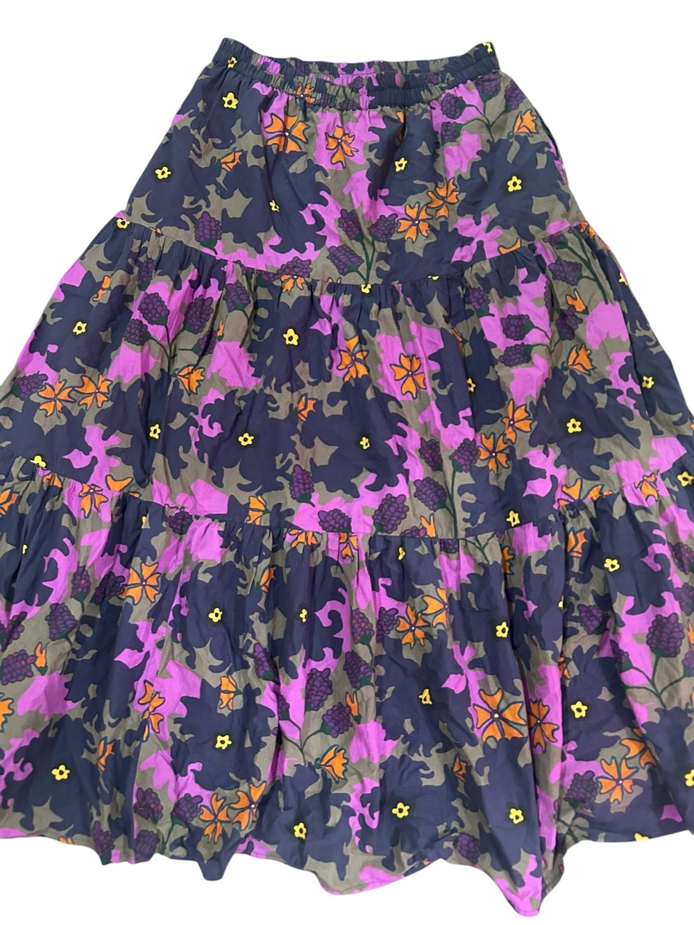 Oliphant NWT Suzani Tiered Floral Maxi Skirt Purple Navy Boho Sz M $258 - Picture 3 of 8